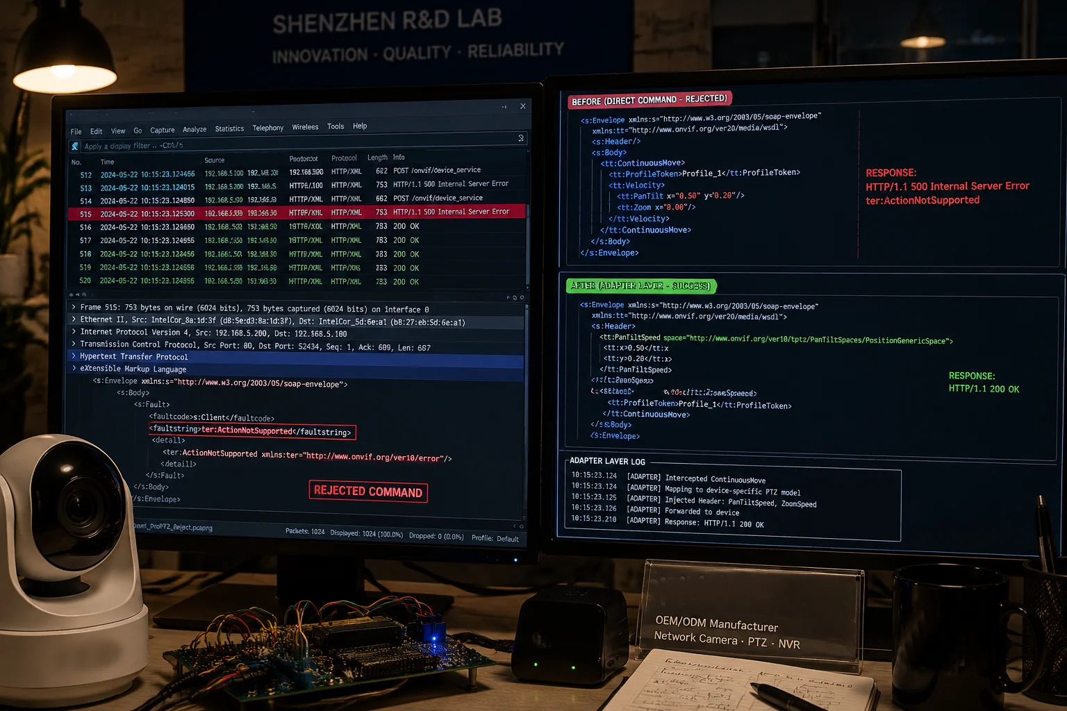 Patch firmware personalizzata per la compatibilità con protocolli PTZ NVR proprietari