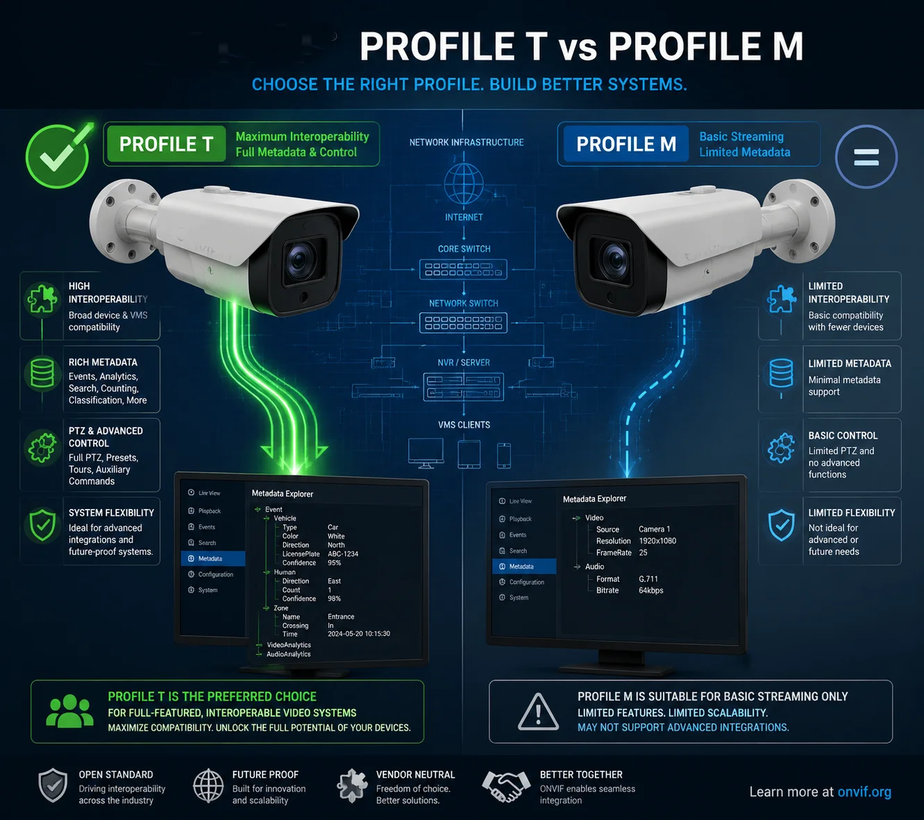 Comunicazione di metadati ONVIF Profile T con VMS