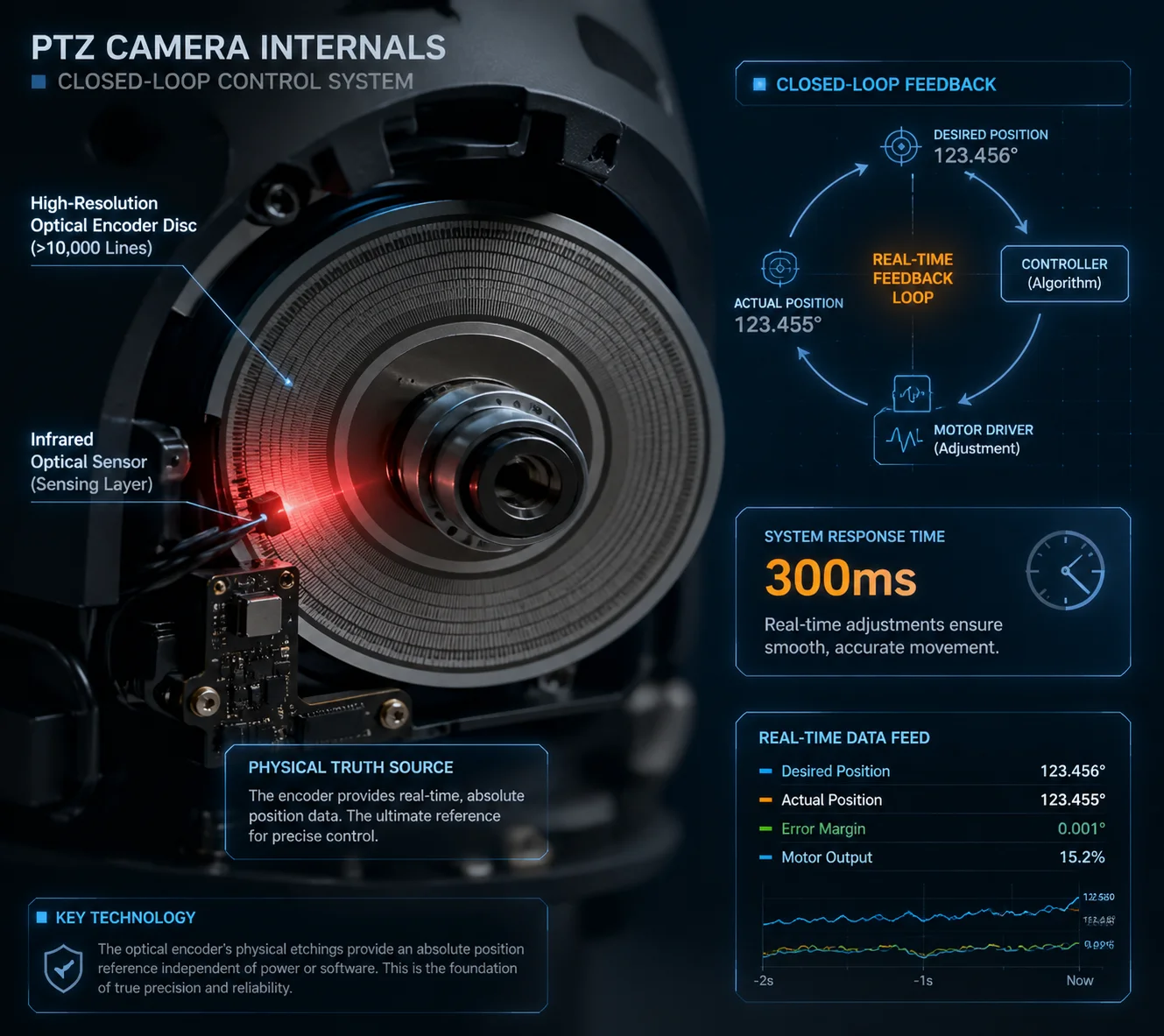 High-precision optical encoder for PTZ camera