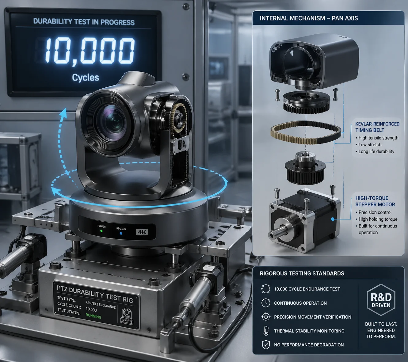 PTZ camera home position cycling test