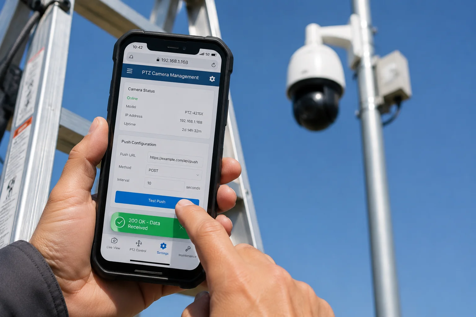 Testschaltfläche zur Überprüfung des JSON-Alarm-Pushes in PTZ-Kameras