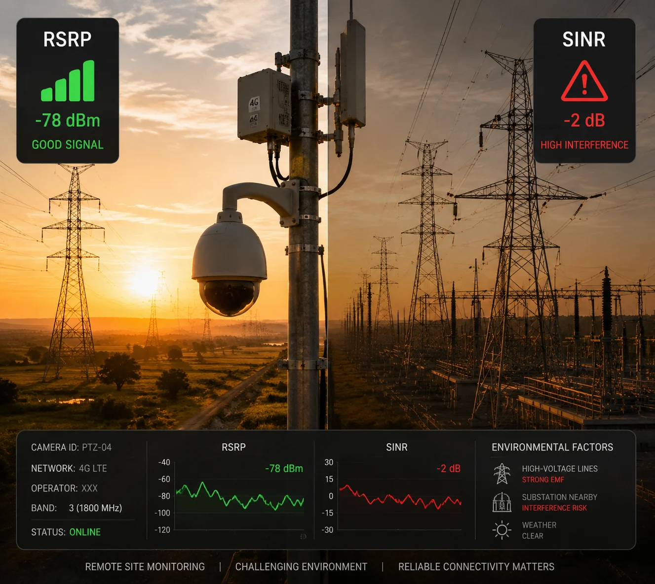 SINR value interpretation for 4G camera interference diagnosis