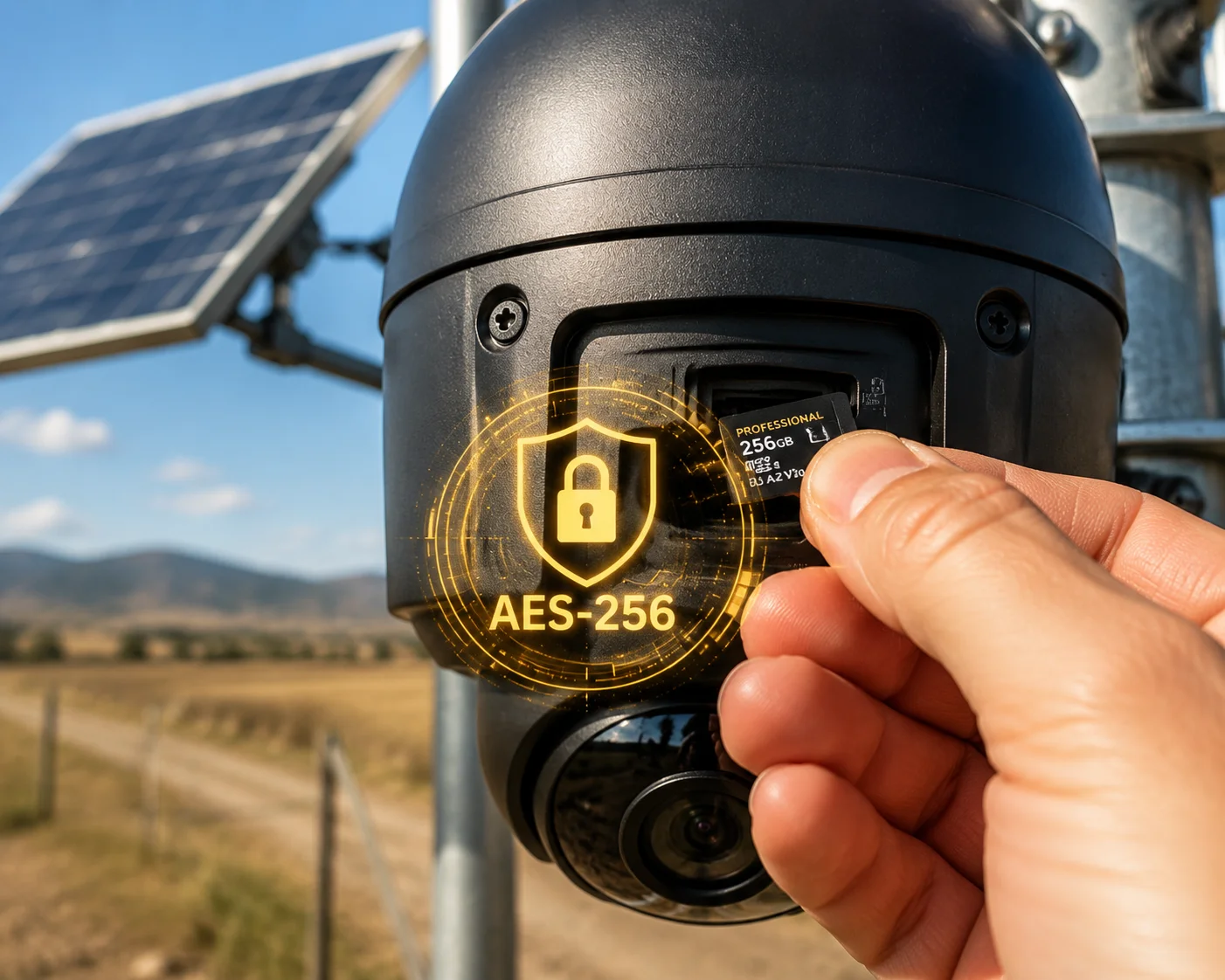 AES-256 verschlüsselte SD-Kartenspeicherung für aufgezeichnete PTZ-Kameraaufnahmen