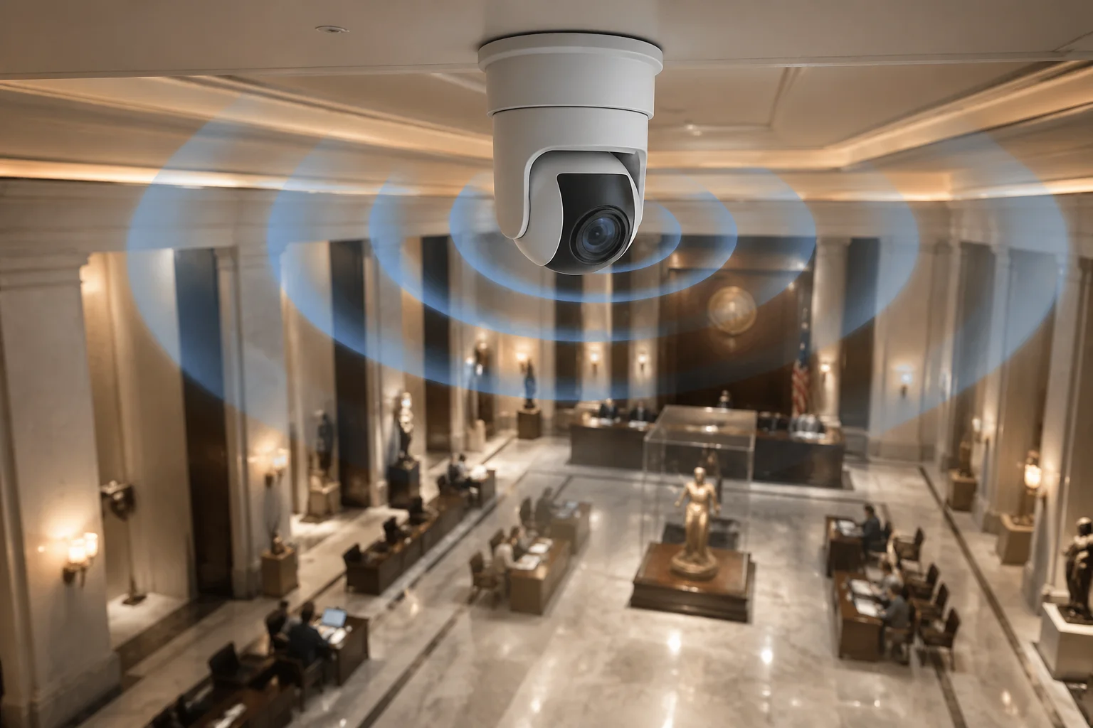 USM silent panning for discreet PTZ surveillance camera