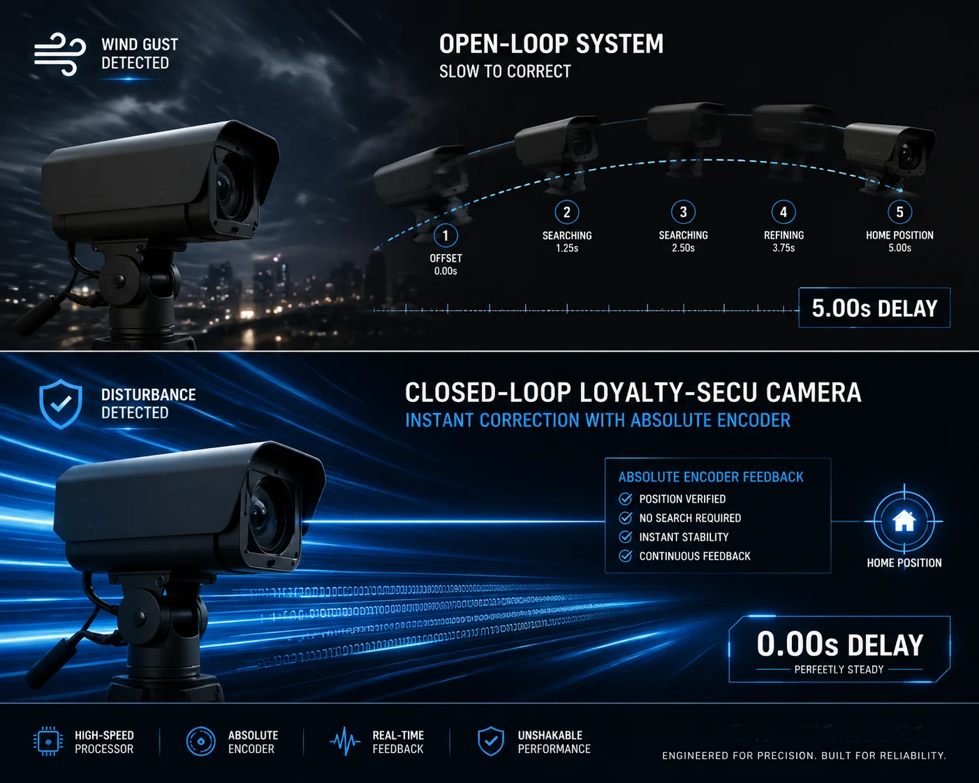 PTZ camera correction speed delay comparison