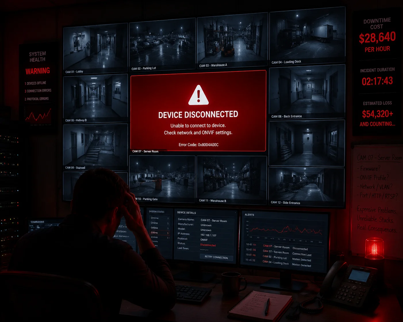 Erro de desconexão de dispositivo NVR causado por falha no protocolo ONVIF