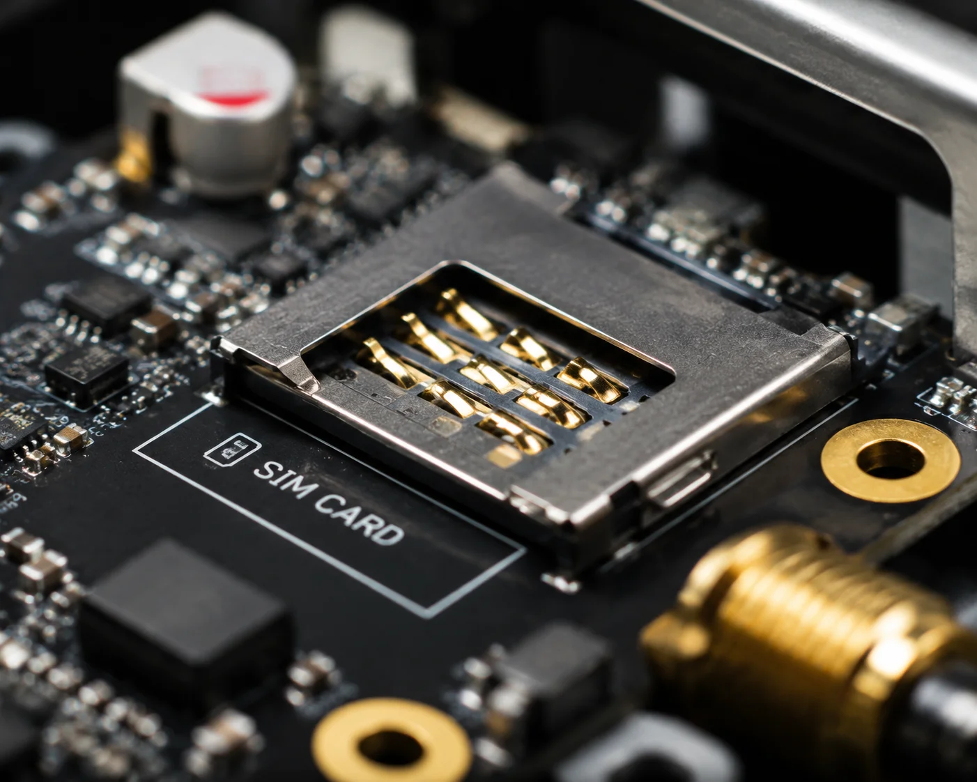 Contatos banhados a ouro no slot SIM para câmera PTZ externa em ambiente úmido