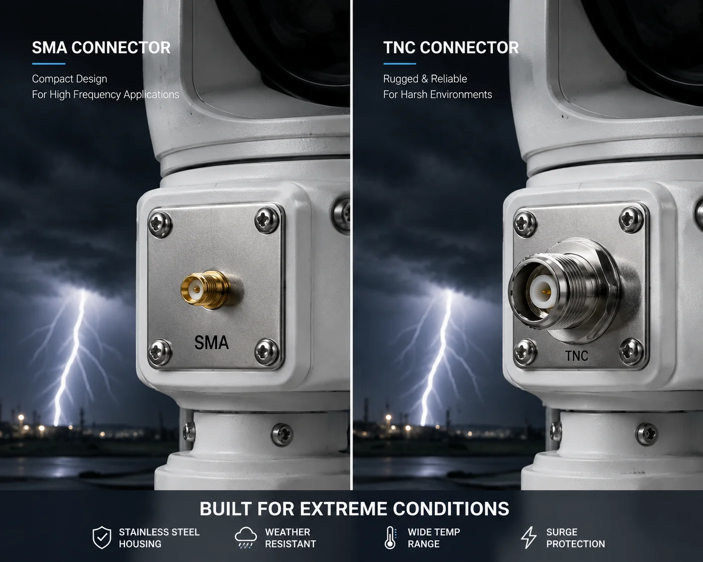 SMA vs TNC antenna connectors for surge protection