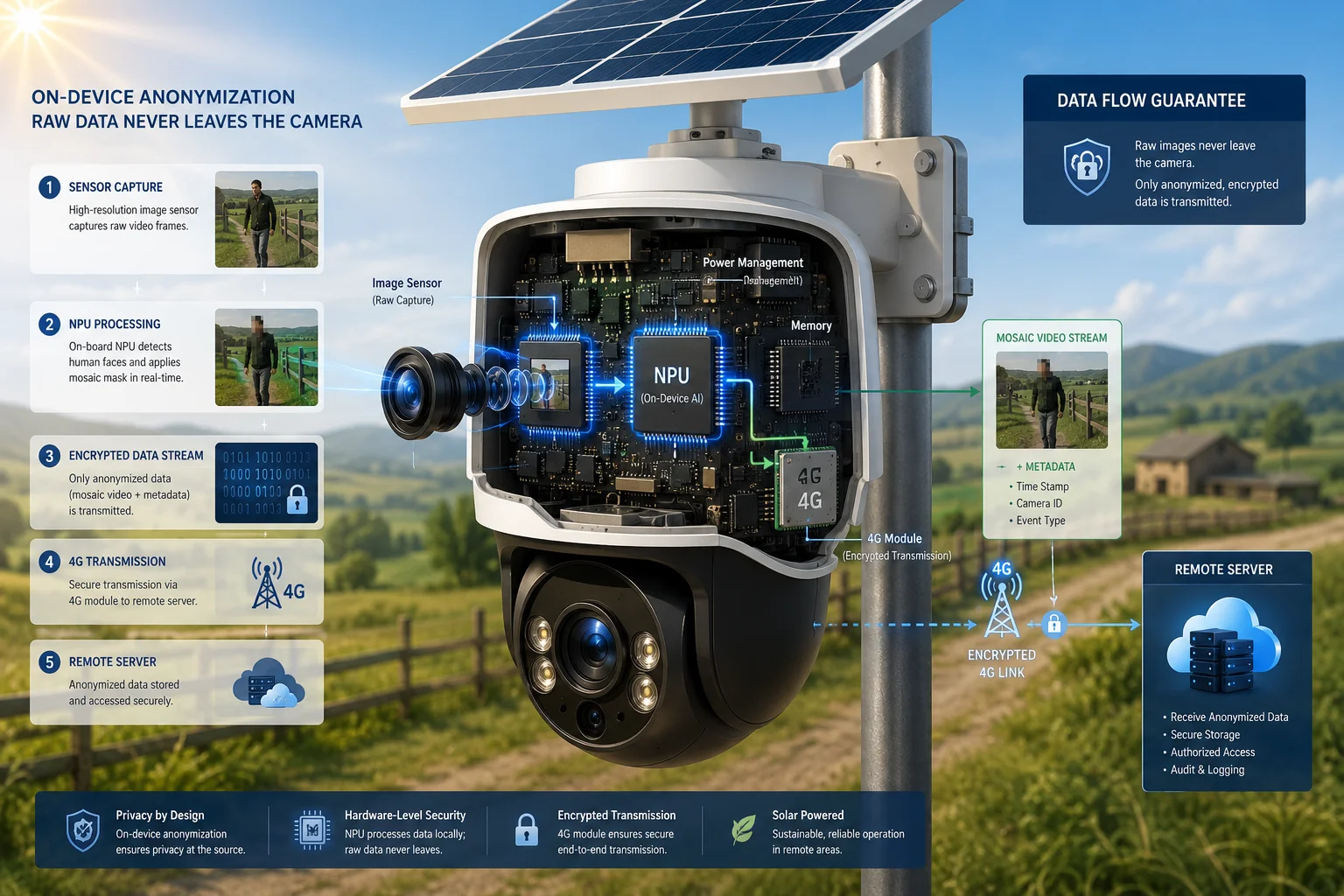 hardware level mosaic before 4G transmission solar PTZ