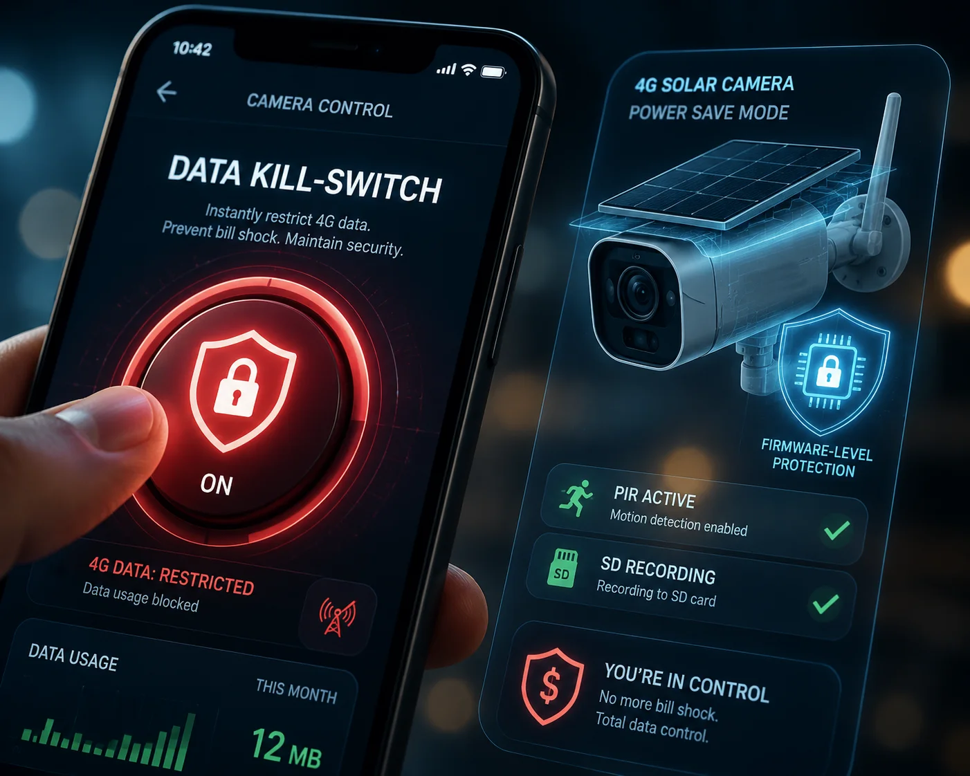 Fernabschaltung des 4G-Modems über den Kill-Switch in der Kamera-App
