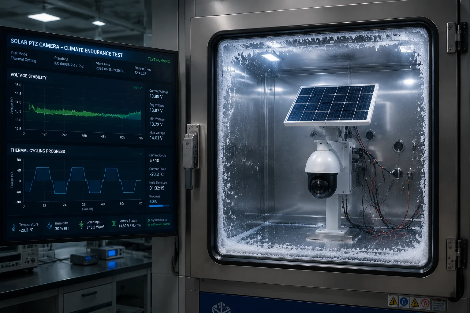 climate chamber environmental testing solar PTZ camera system