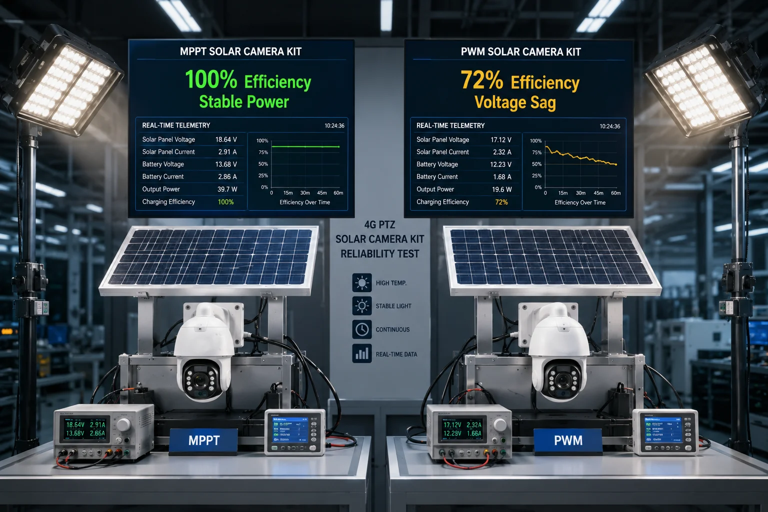 Effizienztest im direkten Vergleich MPPT vs. PWM für 4G PTZ-Solar-Kamerasystem