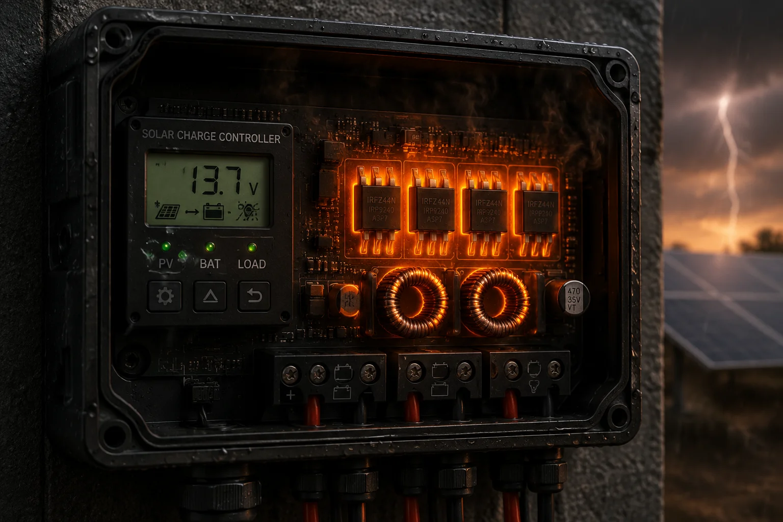 pérdida de calor dentro del controlador de carga solar alta corriente