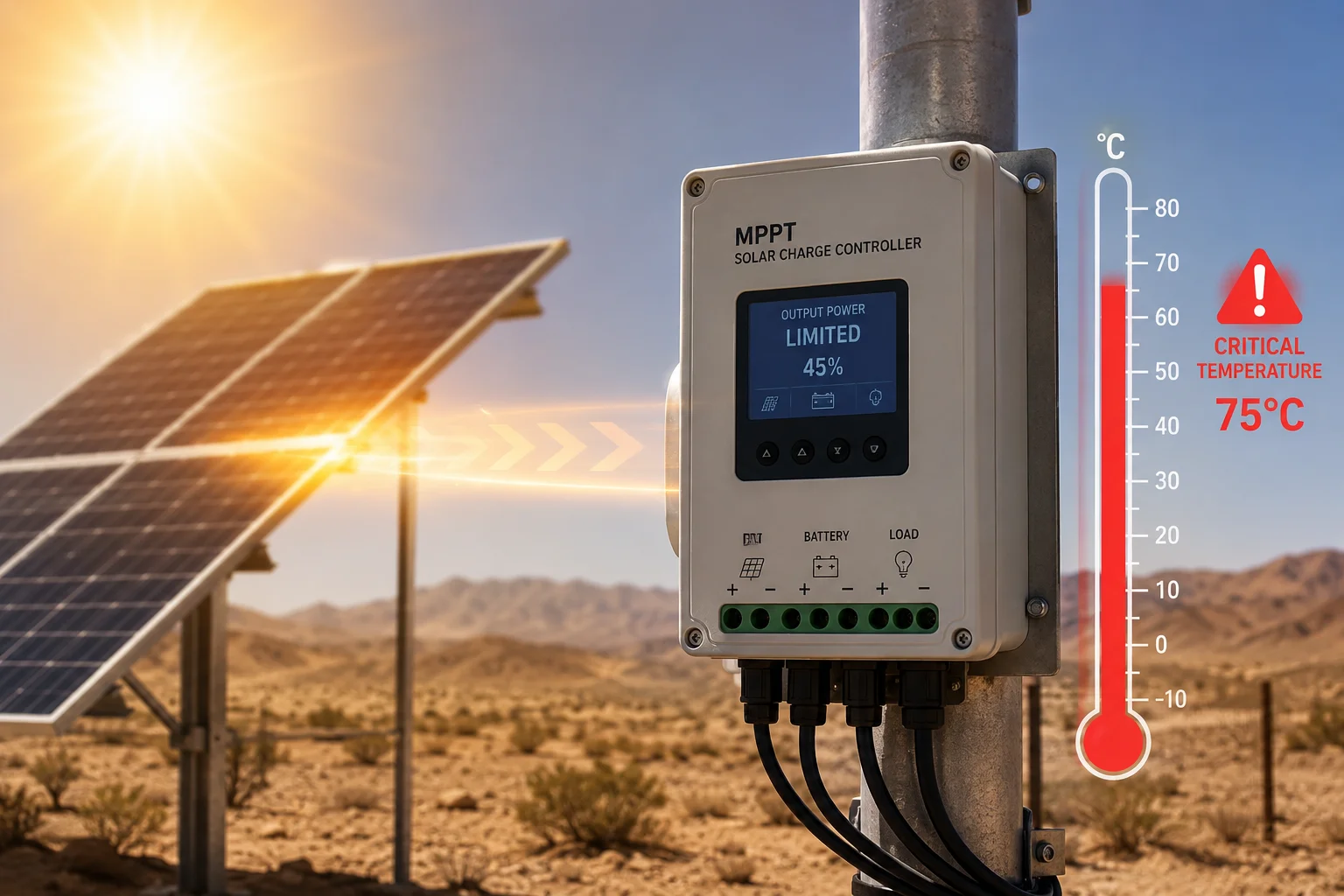límite térmico del controlador solar de potencia máxima