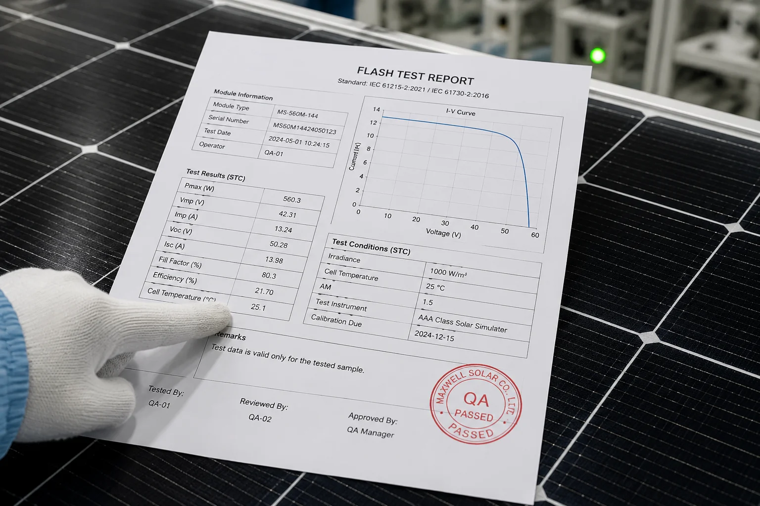 flash test report solar panel batch verification