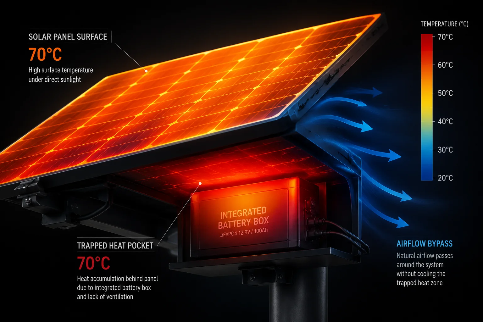 Wärmeabstrahlung von der Rückseite des Solarpanels und ihre Auswirkung auf die Batterietemperatur