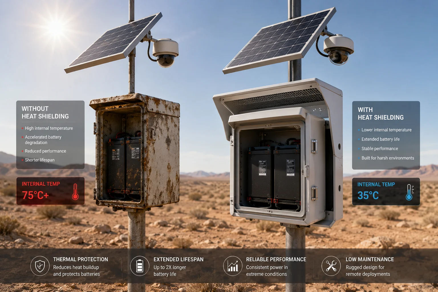 caixa de bateria escudo solar sistema de monitoramento solar