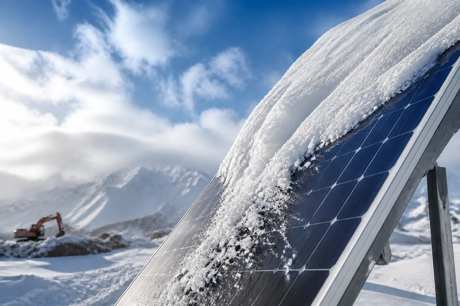 acúmulo de neve na produção de energia de painéis solares
