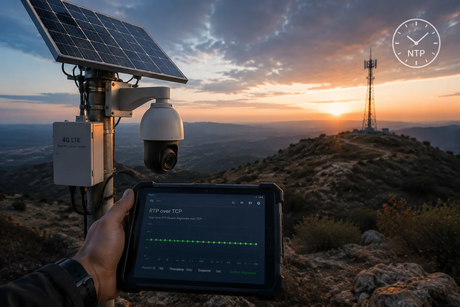 Audio-Synchronisationskorrektur für 4G-Solar-Überwachungs-PTZ-Kamera