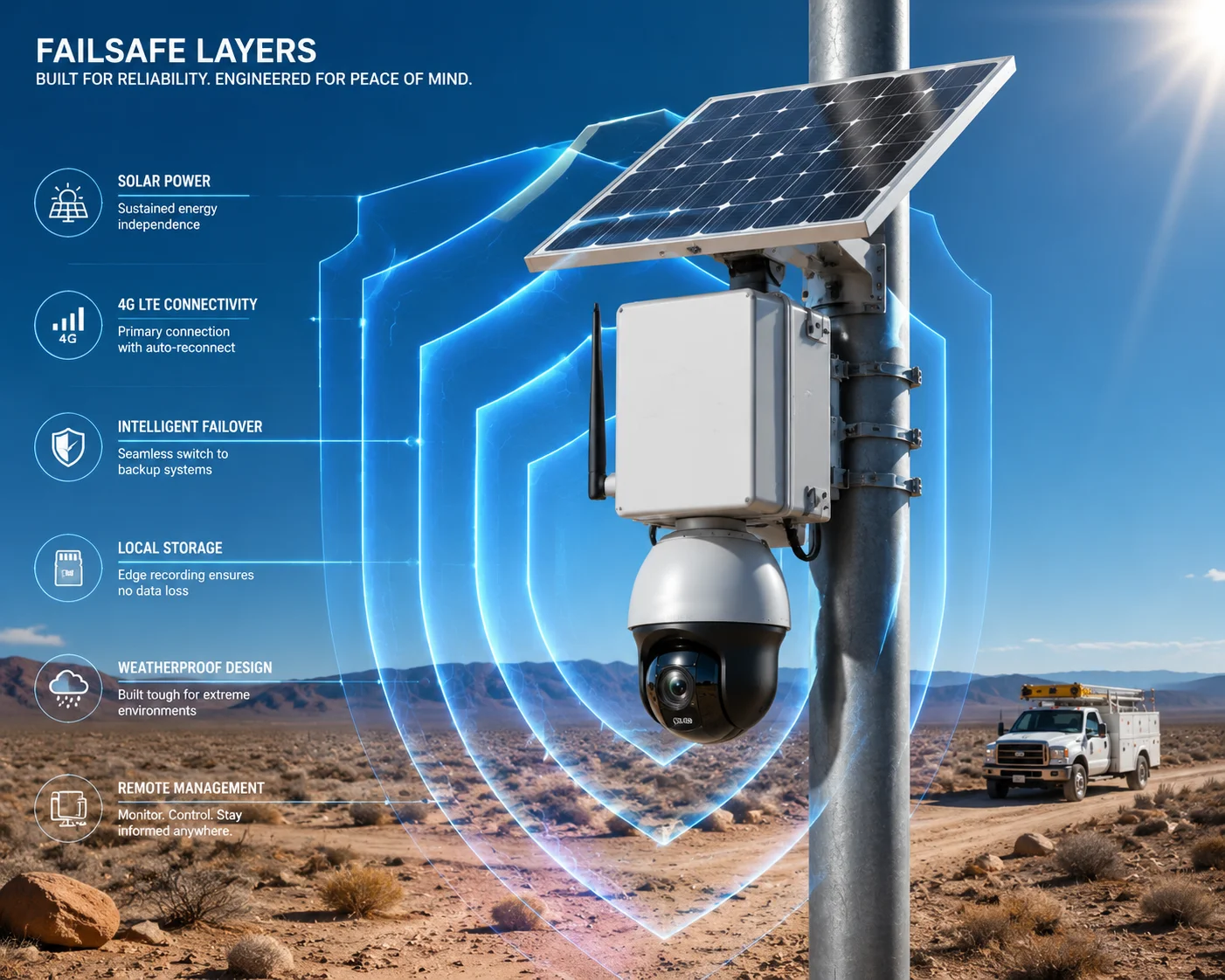Mecanismos de failsafe do firmware da câmera PTZ Solar 4G