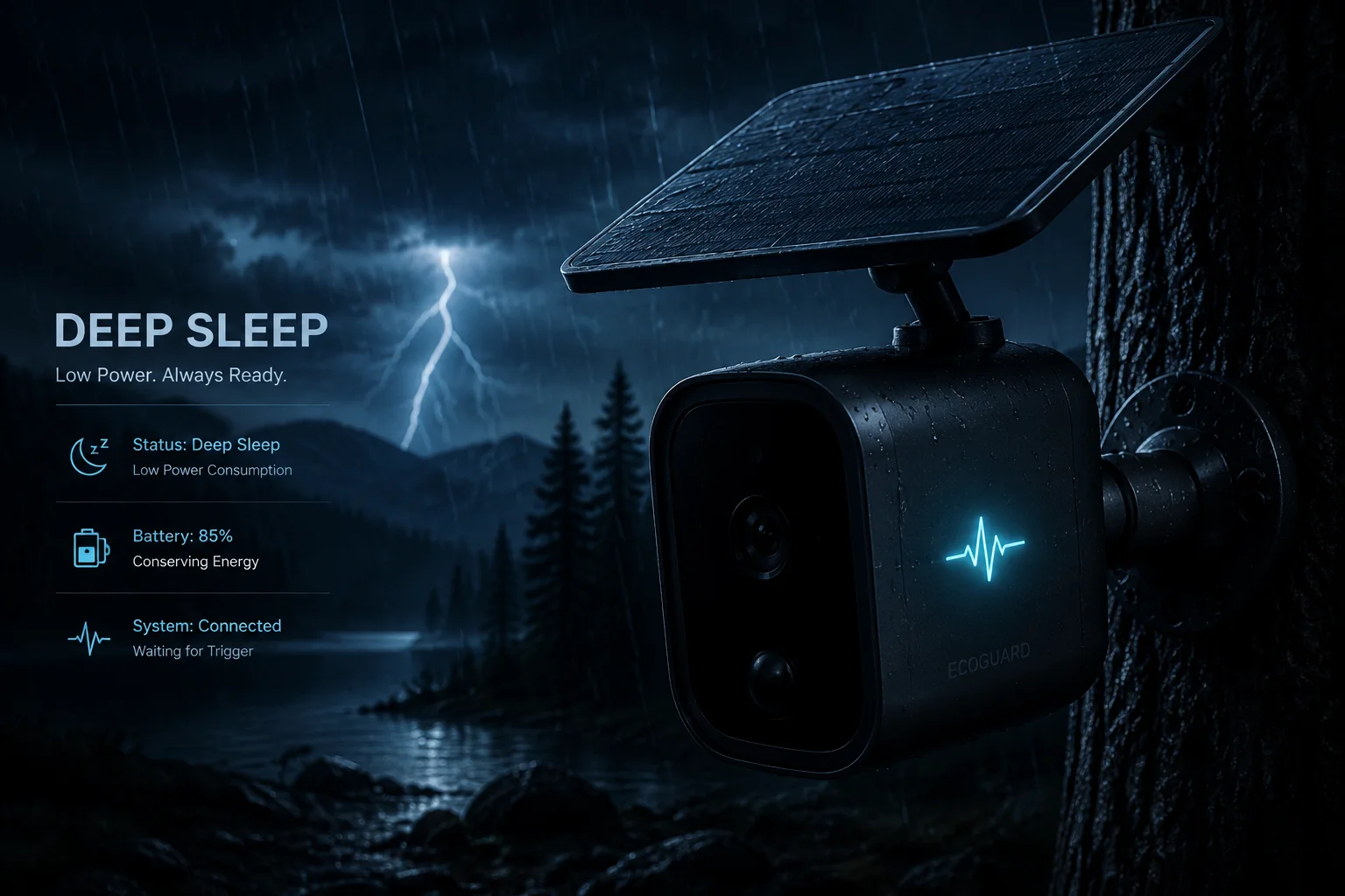 deep sleep mode solar camera heartbeat ping