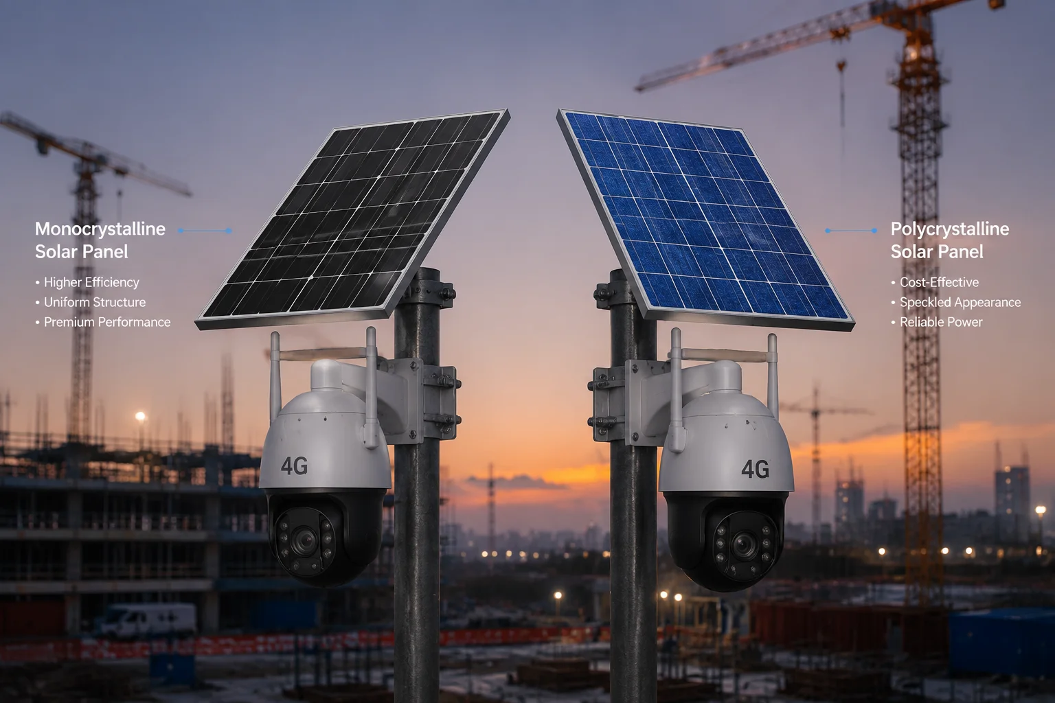 solar PTZ camera monocrystalline vs polycrystalline panel comparison