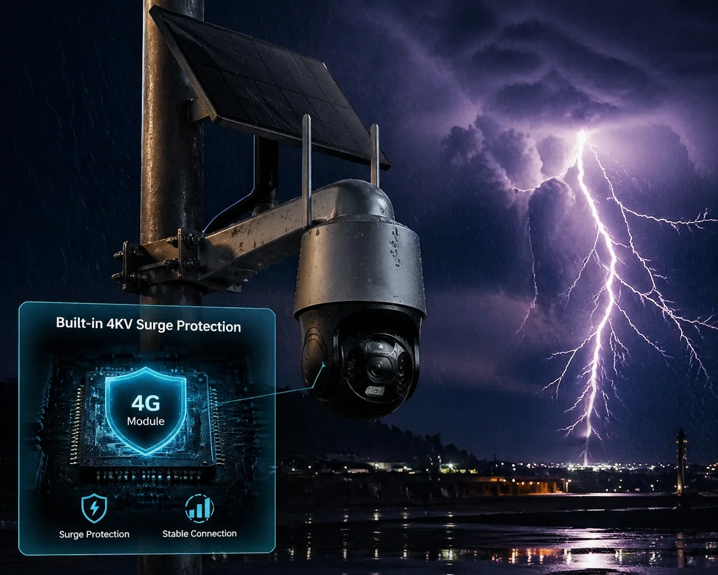 4G module surge protection for industrial PTZ cameras