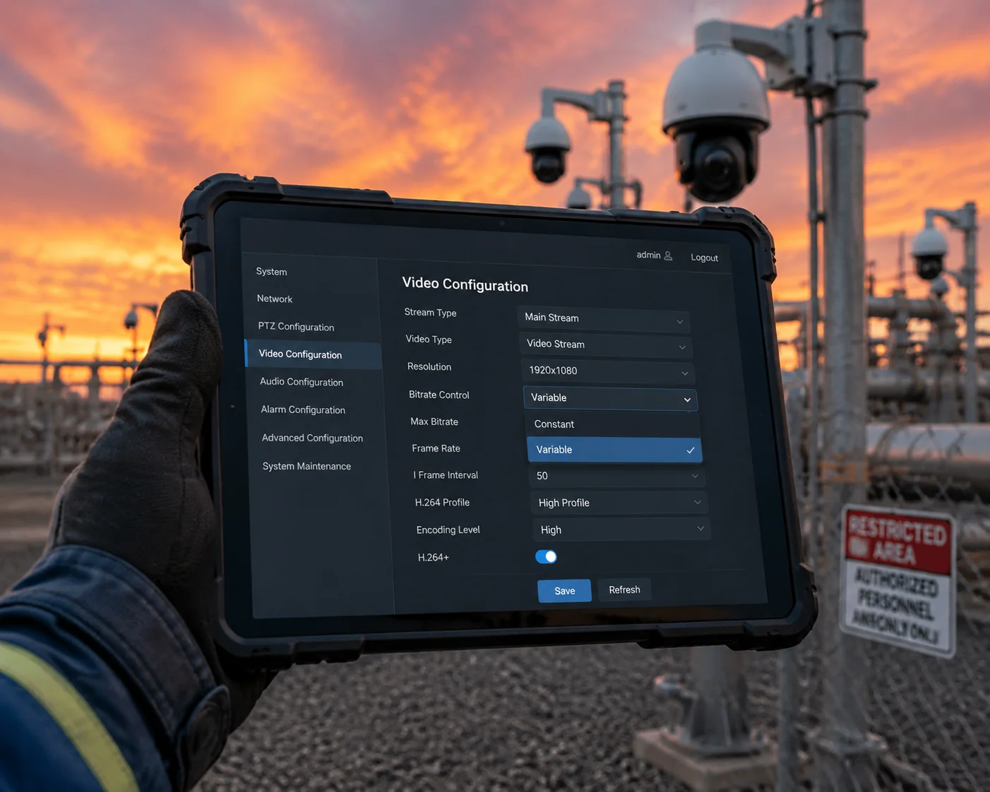 Configurações de firmware CBR vs VBR câmera PTZ alta segurança