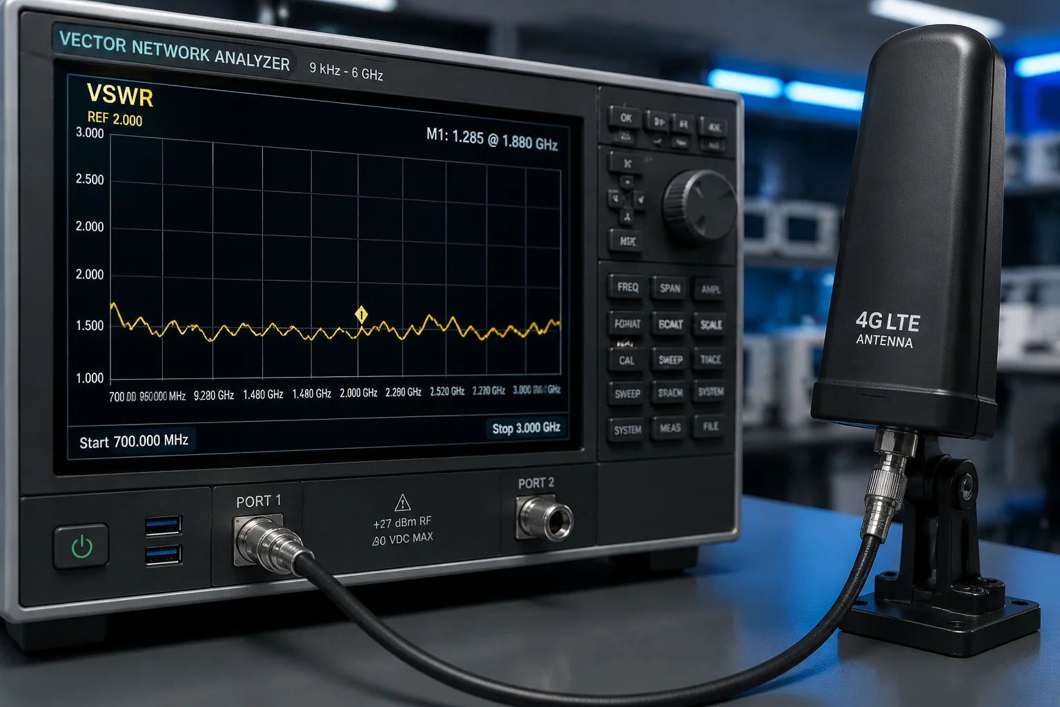 Teste de VSWR de antena padrão industrial