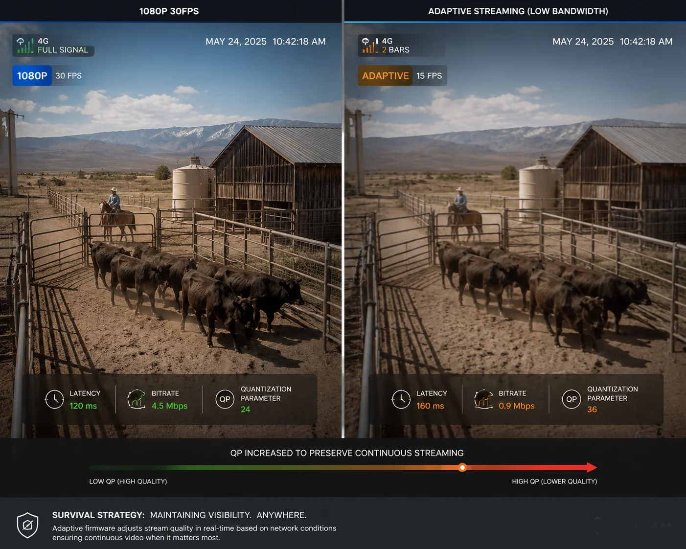 VBR queda de qualidade 4G sinal fraco câmera PTZ