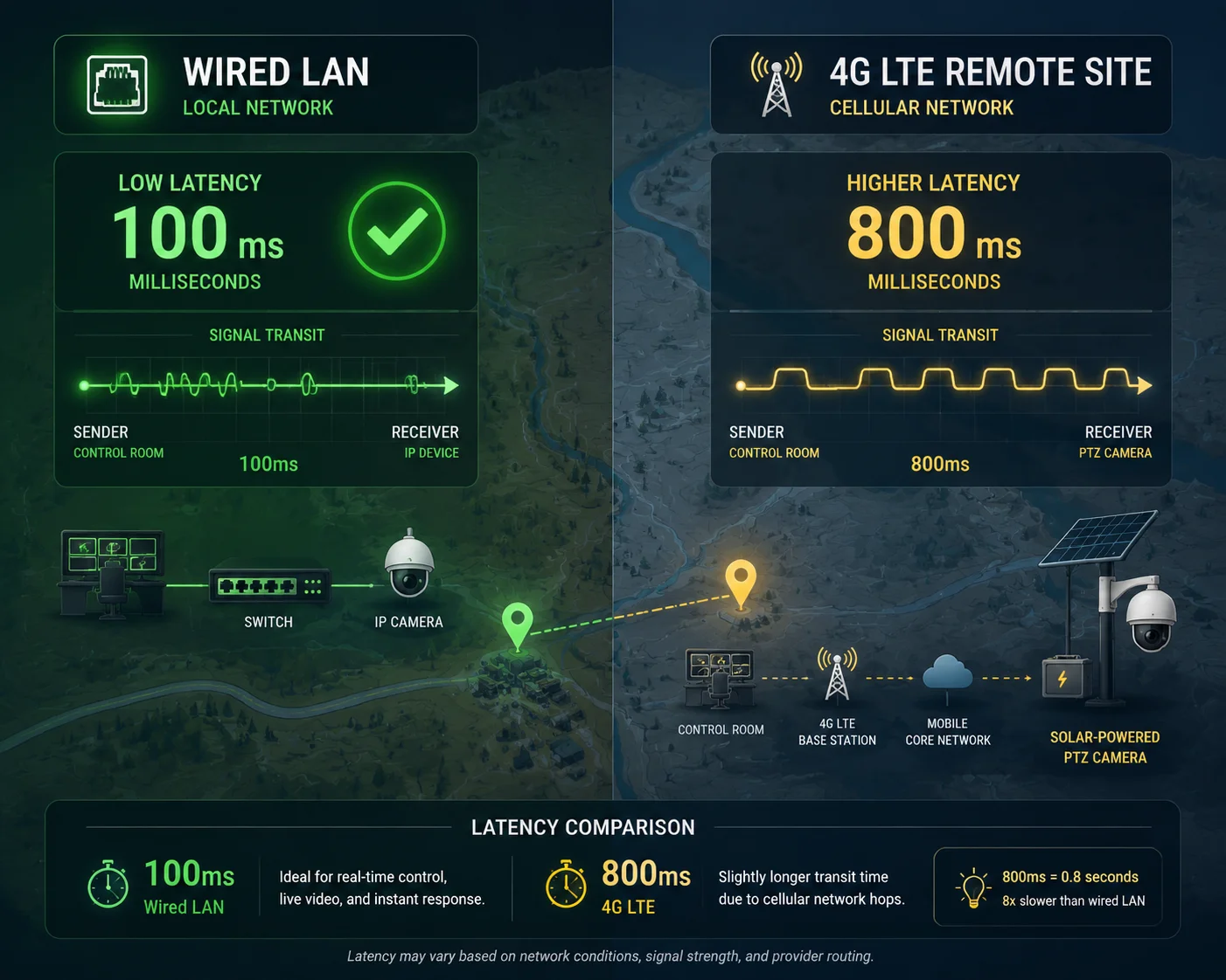 Medição de latência de acionamento de E/S ONVIF em LAN e 4G