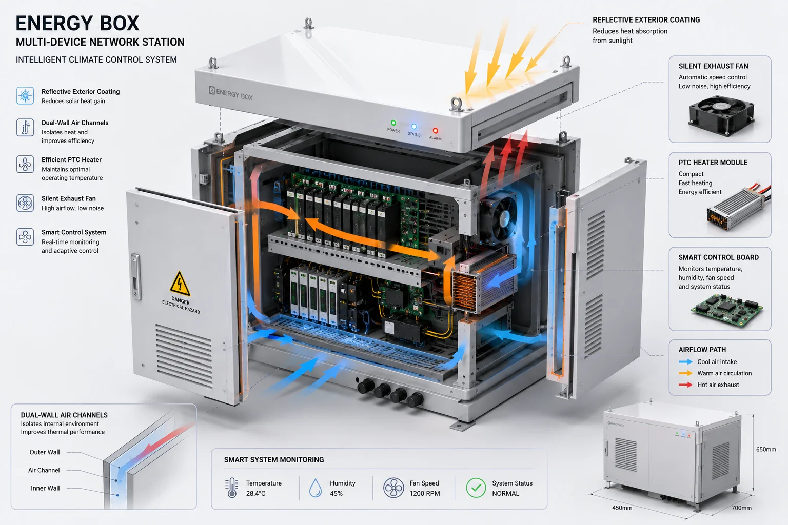 boîtier énergétique de refroidissement et de chauffage actif batterie LiFePO4