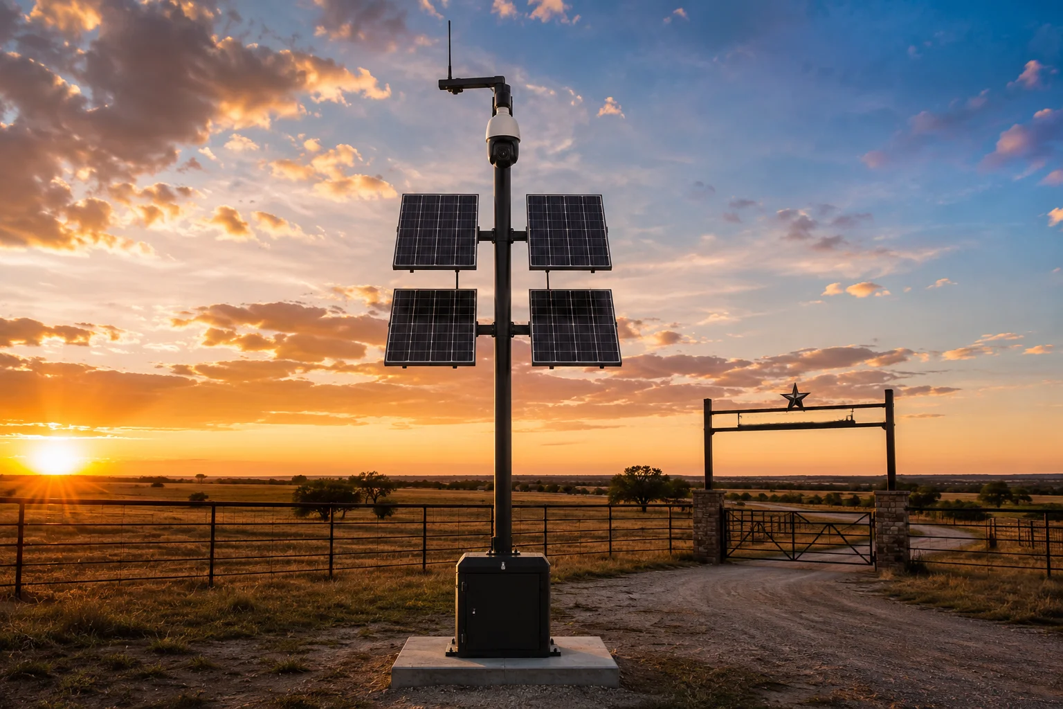 Solar PTZ camera pole center of gravity optimization